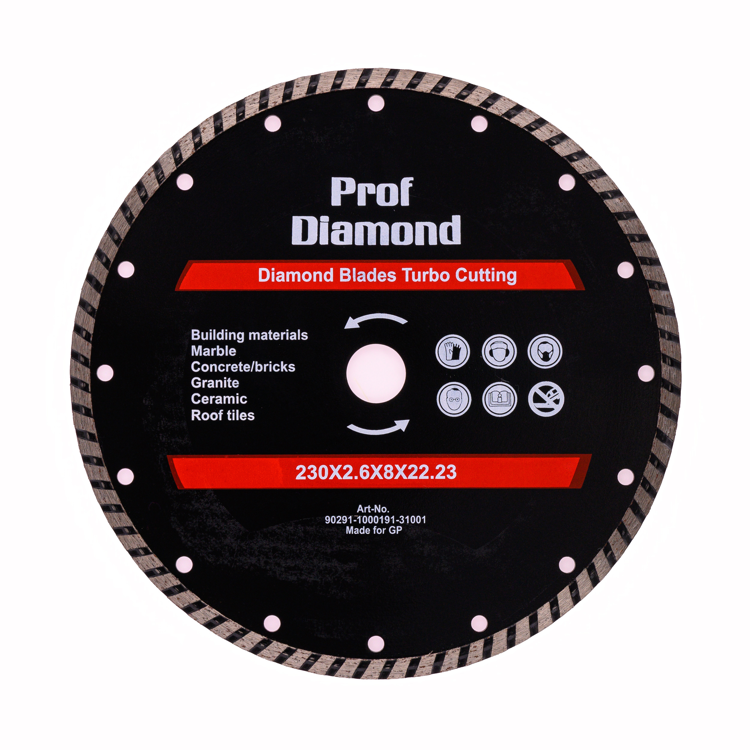 Диск алмазный PROF DIAMOND сплошной турбо 230х22,23х8х1,6х2,6 по бетону и камню ХП / S24551