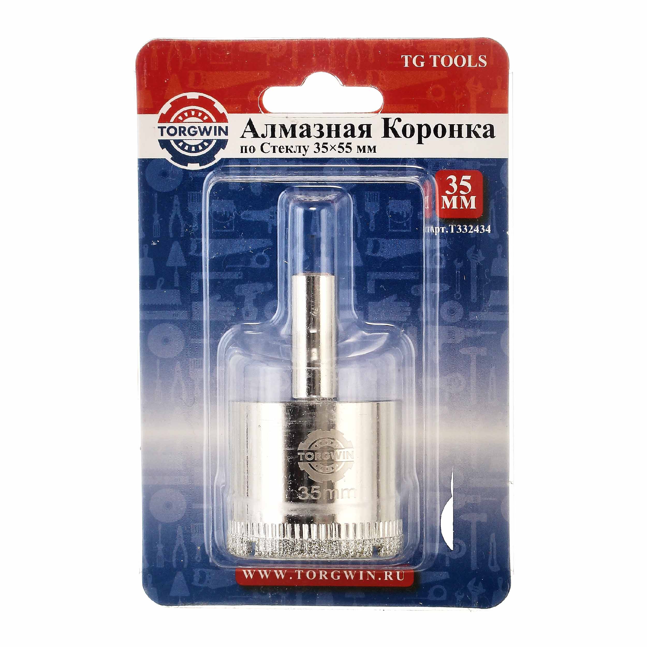 Коронка алмазная по стеклу, керамике (мокрый рез) Ø 35 мм L55х30 мм TORGWIN / T332434