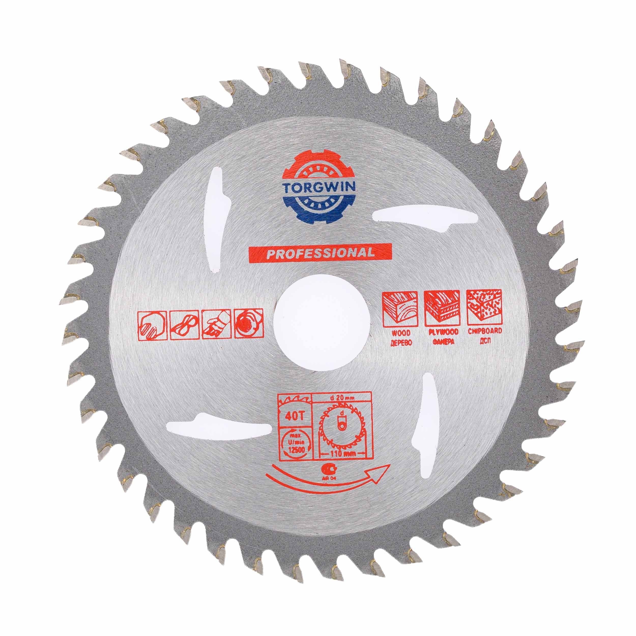 Диск пильный по дереву Ø 110 T40 х20 мм TORGWIN / T1965425